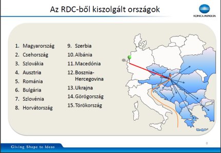 Magyarorsz�ggi Konica Minolta region�lis logisztikai k�zpont �ltal kiszolg�lt orsz�gok