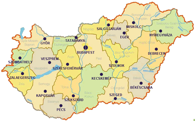 magyarország megyeszékhelyei térkép Megyeszékhelyek magyarország megyeszékhelyei térkép